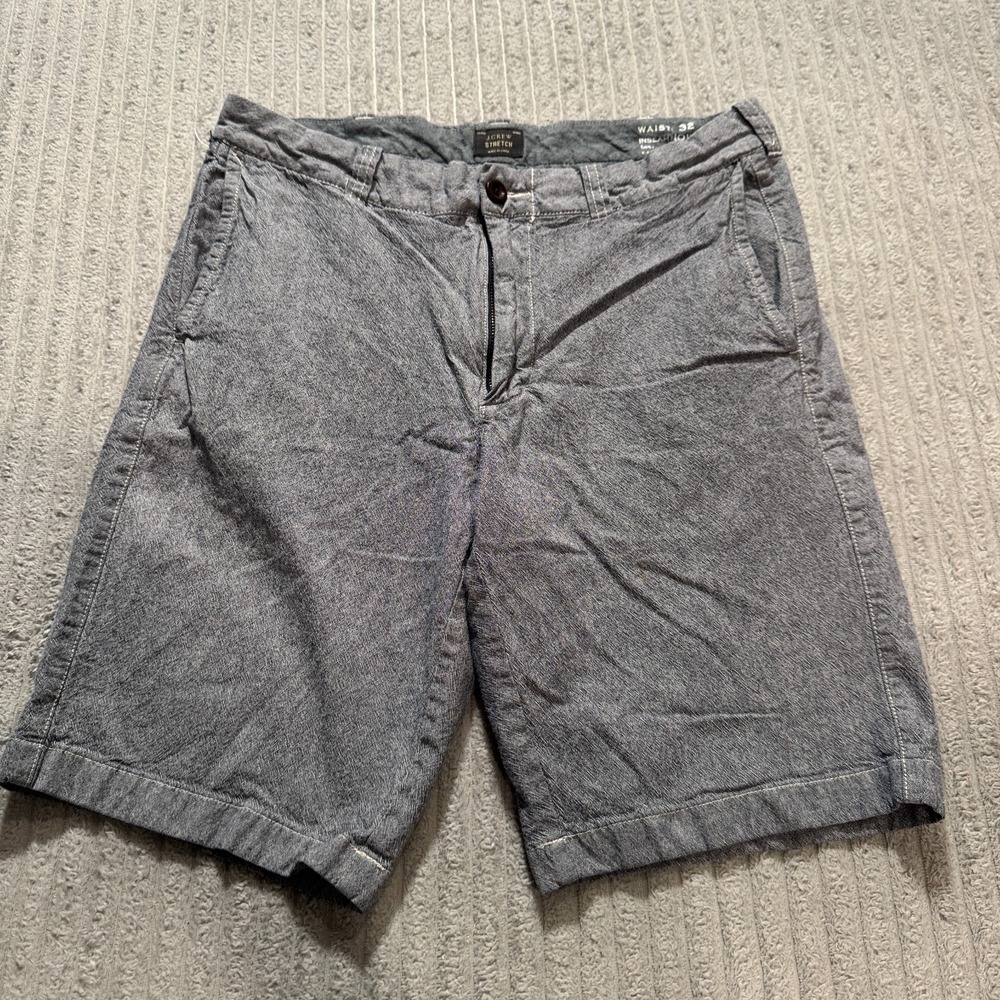 J Crew Shorts Mens 32 Gray Stretch 10.5" Textured Cotton Preppy Flat Front Adult